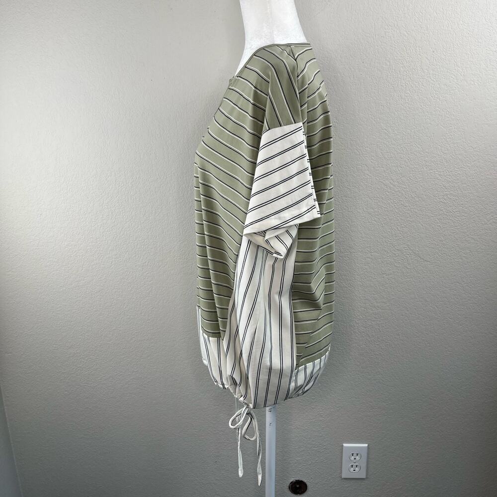 Suzanne Betro Weekend Green Stripe Side-Tie Tunic Top Short Sleeve S NWT - Picture 9 of 14